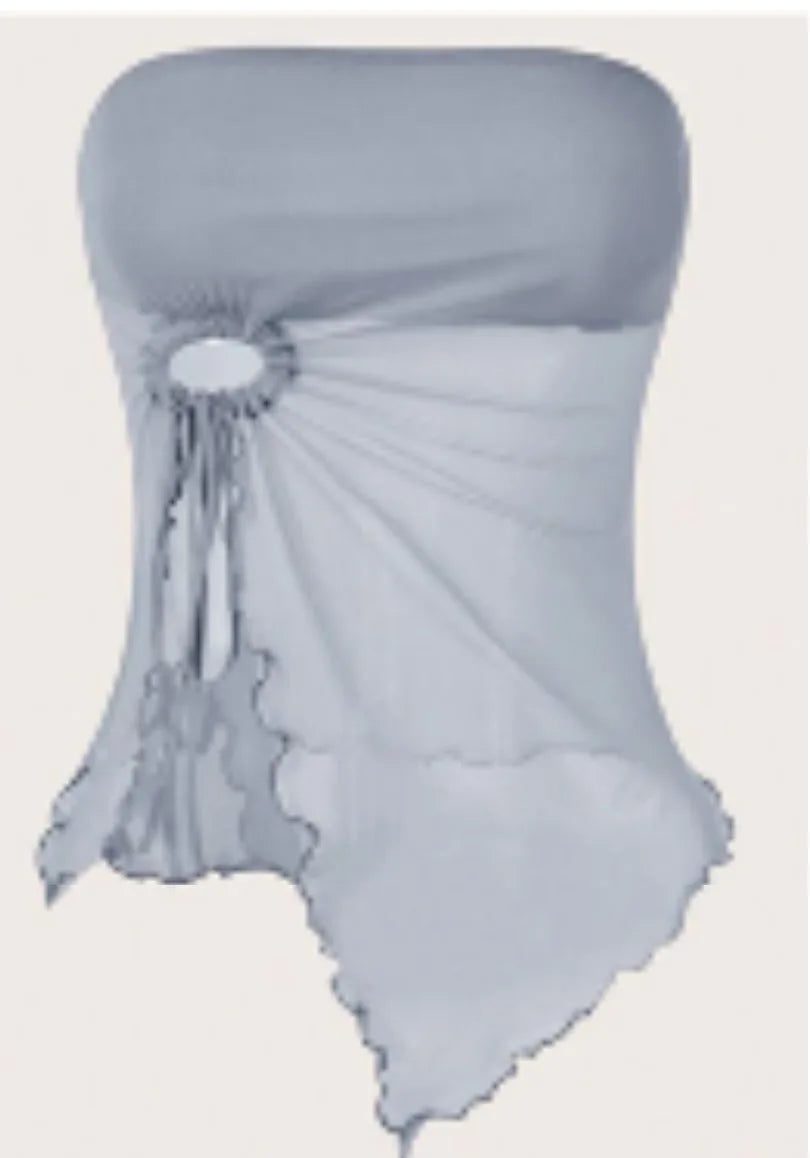 Sexy Off-Shoulder Crop Top Women's Strapless Asymmetrical Sleeveless High-End Feeling Outerwear Cross-Border Fashion