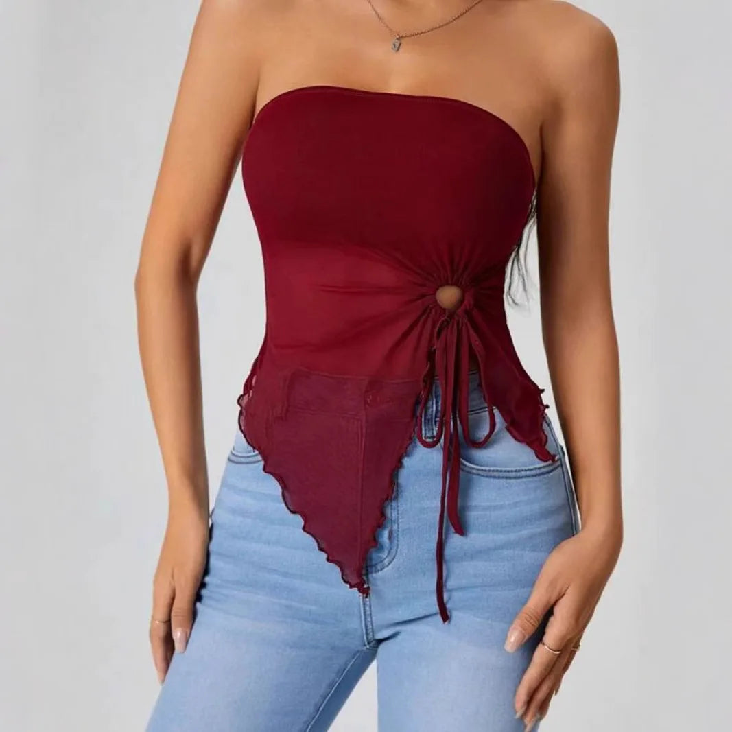 Sexy Off-Shoulder Crop Top Women's Strapless Asymmetrical Sleeveless High-End Feeling Outerwear Cross-Border Fashion