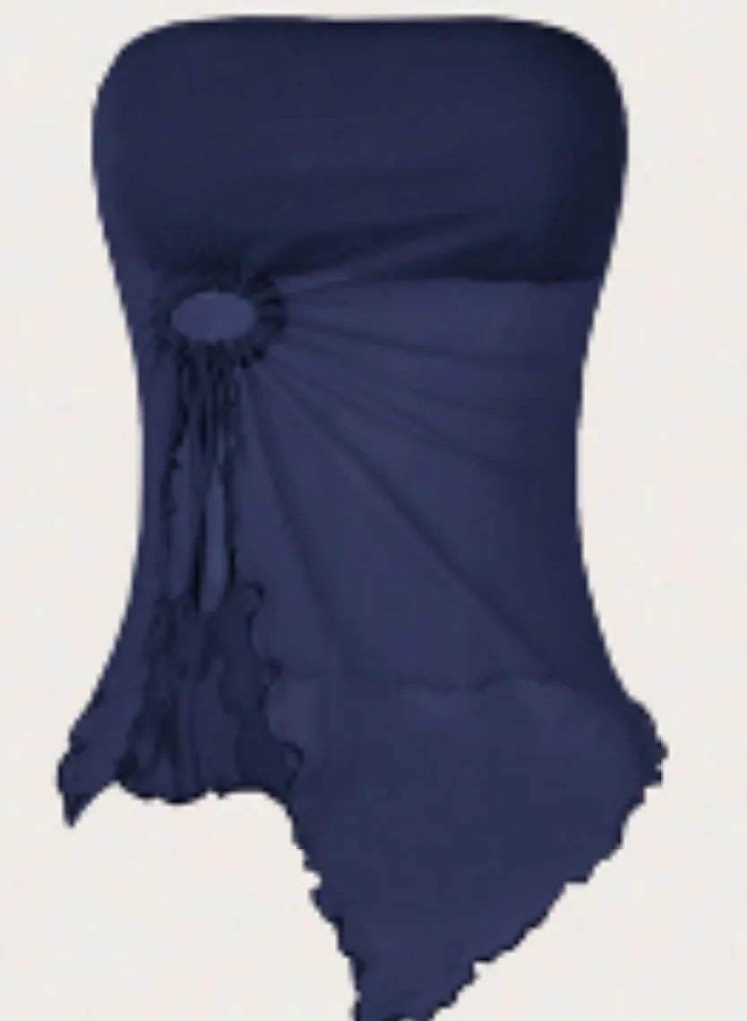 Sexy Off-Shoulder Crop Top Women's Strapless Asymmetrical Sleeveless High-End Feeling Outerwear Cross-Border Fashion