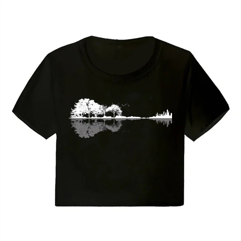 Korean Style Casual Crop Tops 2000s Y2k Print Women Tee Shirt Harajuku GOTH Cropped Mange Tshirt Funny Graphic T-shirt Female