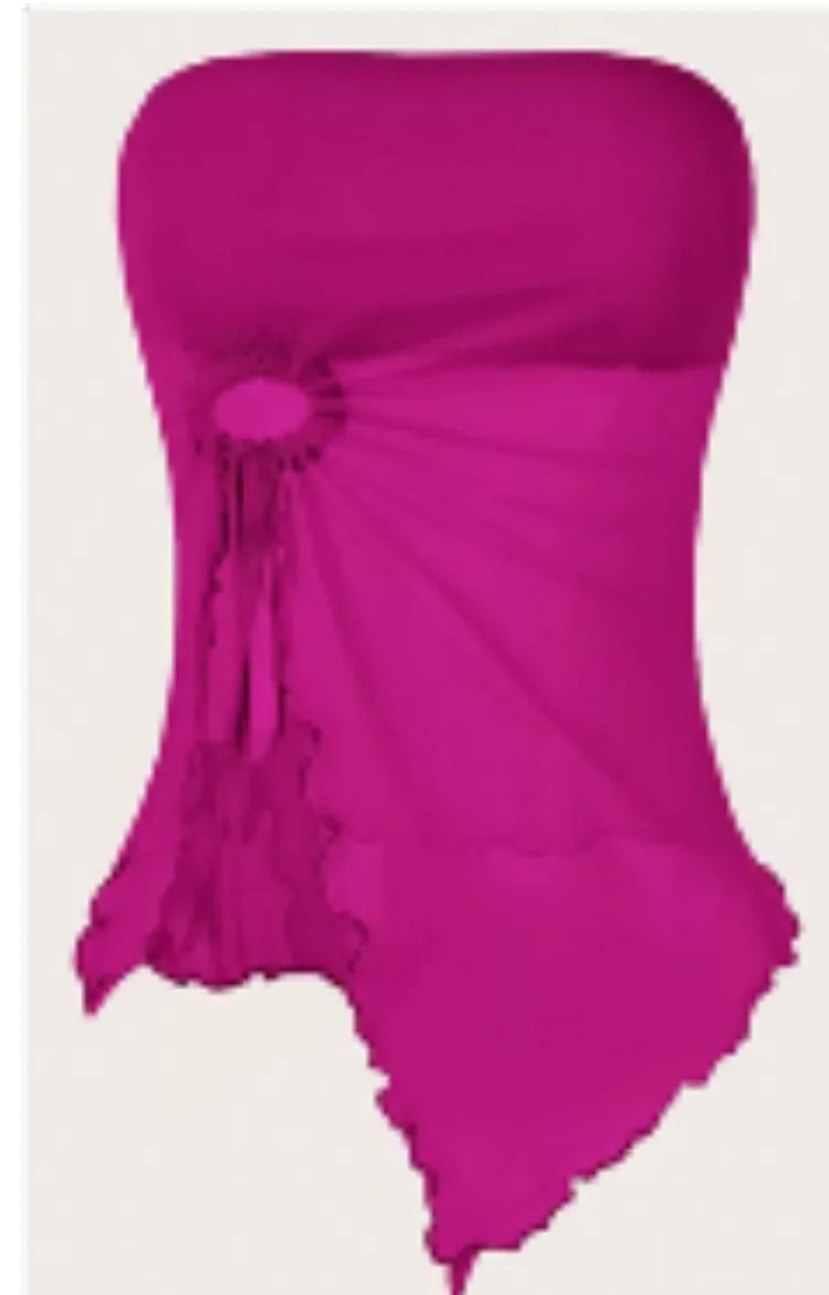 Sexy Off-Shoulder Crop Top Women's Strapless Asymmetrical Sleeveless High-End Feeling Outerwear Cross-Border Fashion