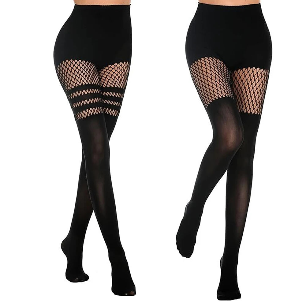 Black Hollow-Out Pantyhose Suspenders Fishnet Stockings Women Nightclub Tights Dance Sexy Fishing Net Stocking for Girls Socks