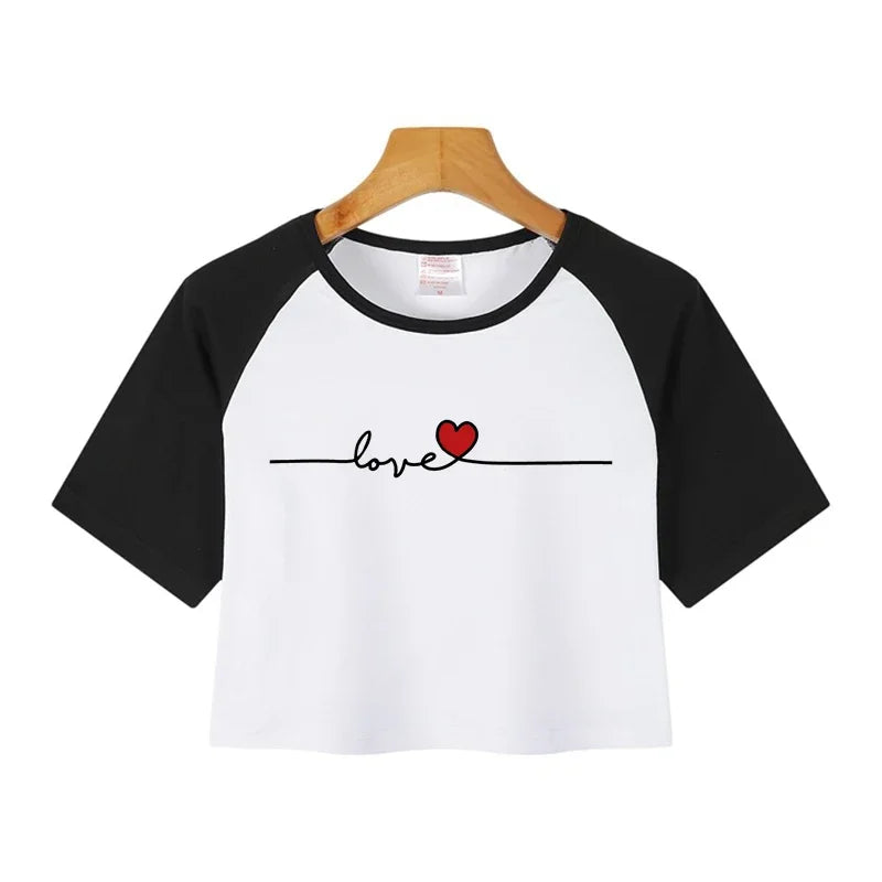 Korean Style Casual Crop Tops 2000s Y2k Print Women Tee Shirt Harajuku GOTH Cropped Mange Tshirt Funny Graphic T-shirt Female