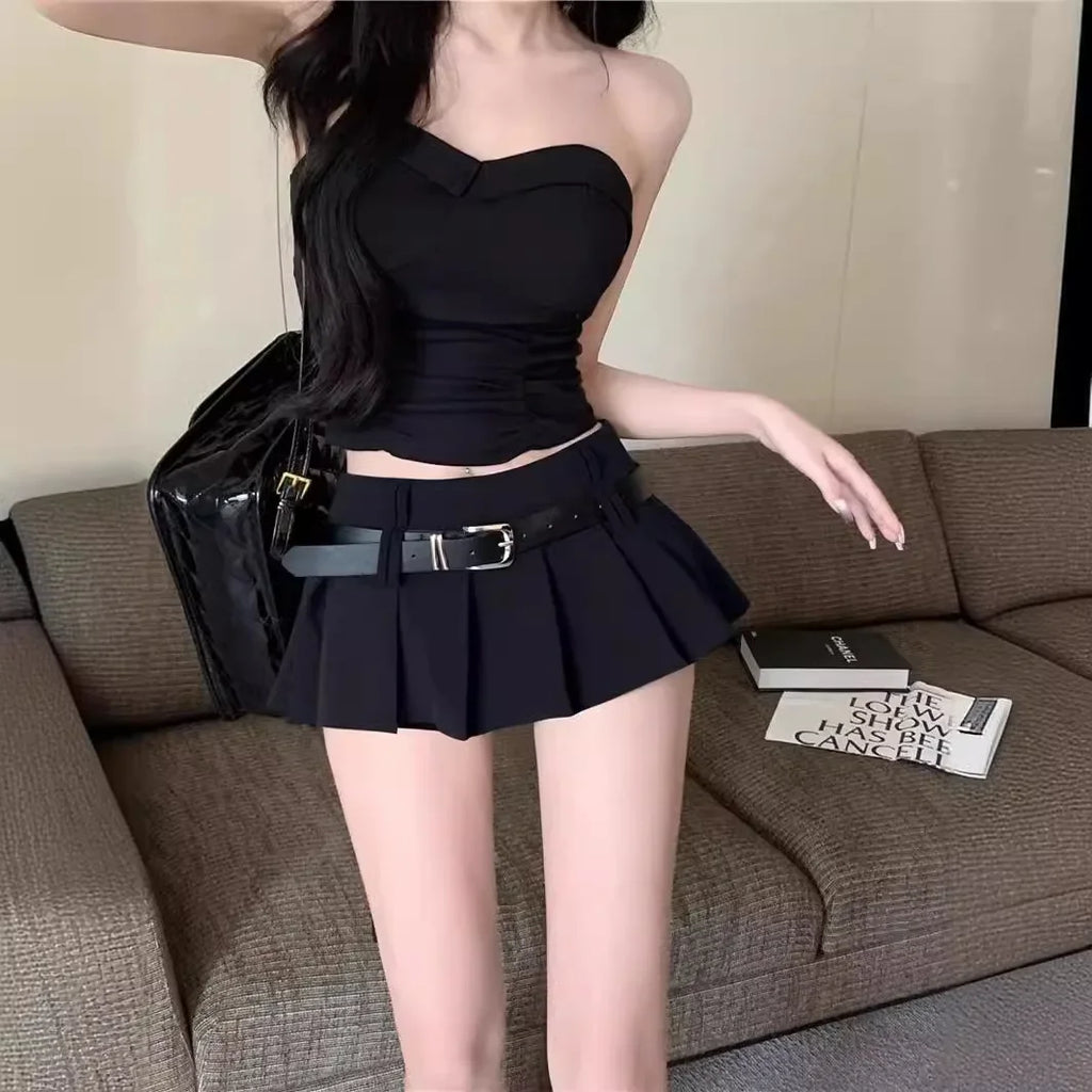 Summer Hot Sale Of The Season Pure Desire Sexy Low Waist Mini Half Skirt Pleated Slimming High Lengthening Elegant Ins Style Wom