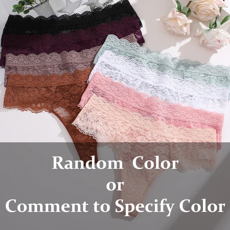 3Pcs Lace Sexy Thongs Women Low-Rise Briefs Sexy Soft Ladies Underwear Trendy Floral Underpants Female Flowery Panty Lingerie