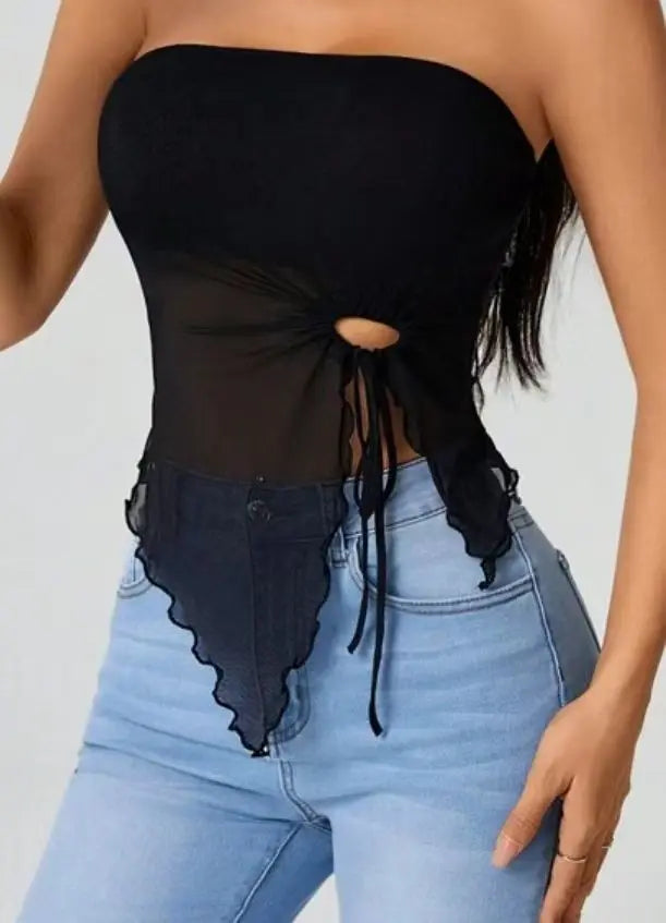 Sexy Off-Shoulder Crop Top Women's Strapless Asymmetrical Sleeveless High-End Feeling Outerwear Cross-Border Fashion