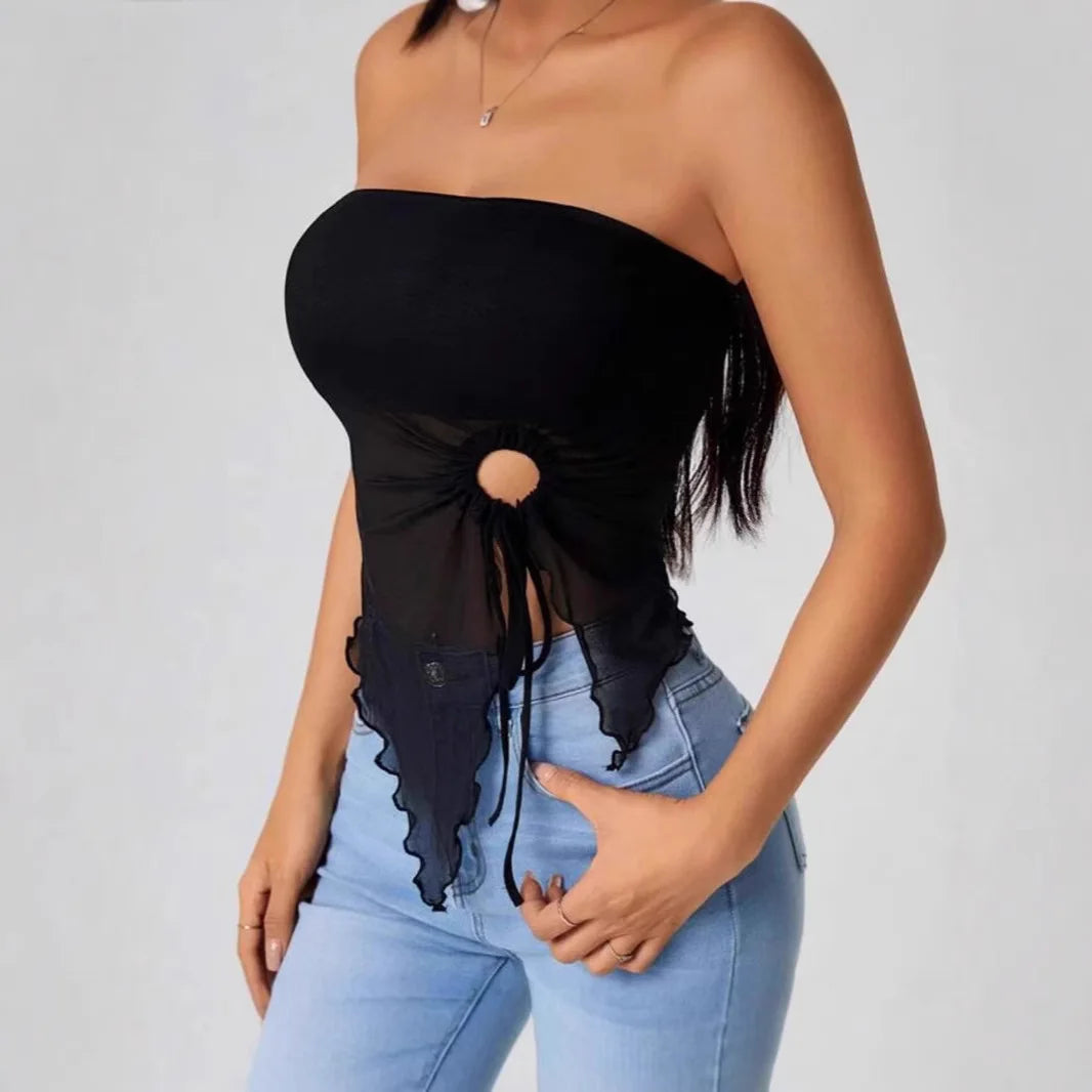 Sexy Off-Shoulder Crop Top Women's Strapless Asymmetrical Sleeveless High-End Feeling Outerwear Cross-Border Fashion
