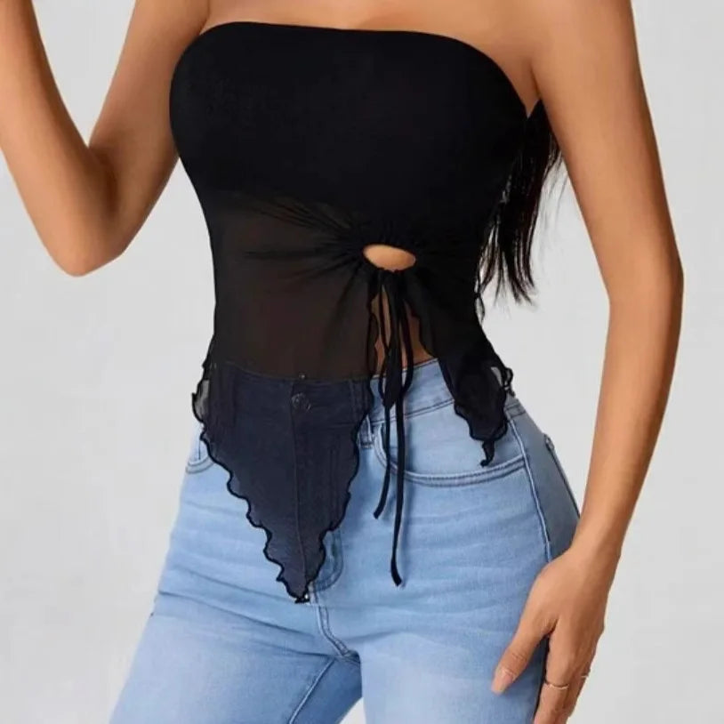 Sexy Off-Shoulder Crop Top Women's Strapless Asymmetrical Sleeveless High-End Feeling Outerwear Cross-Border Fashion