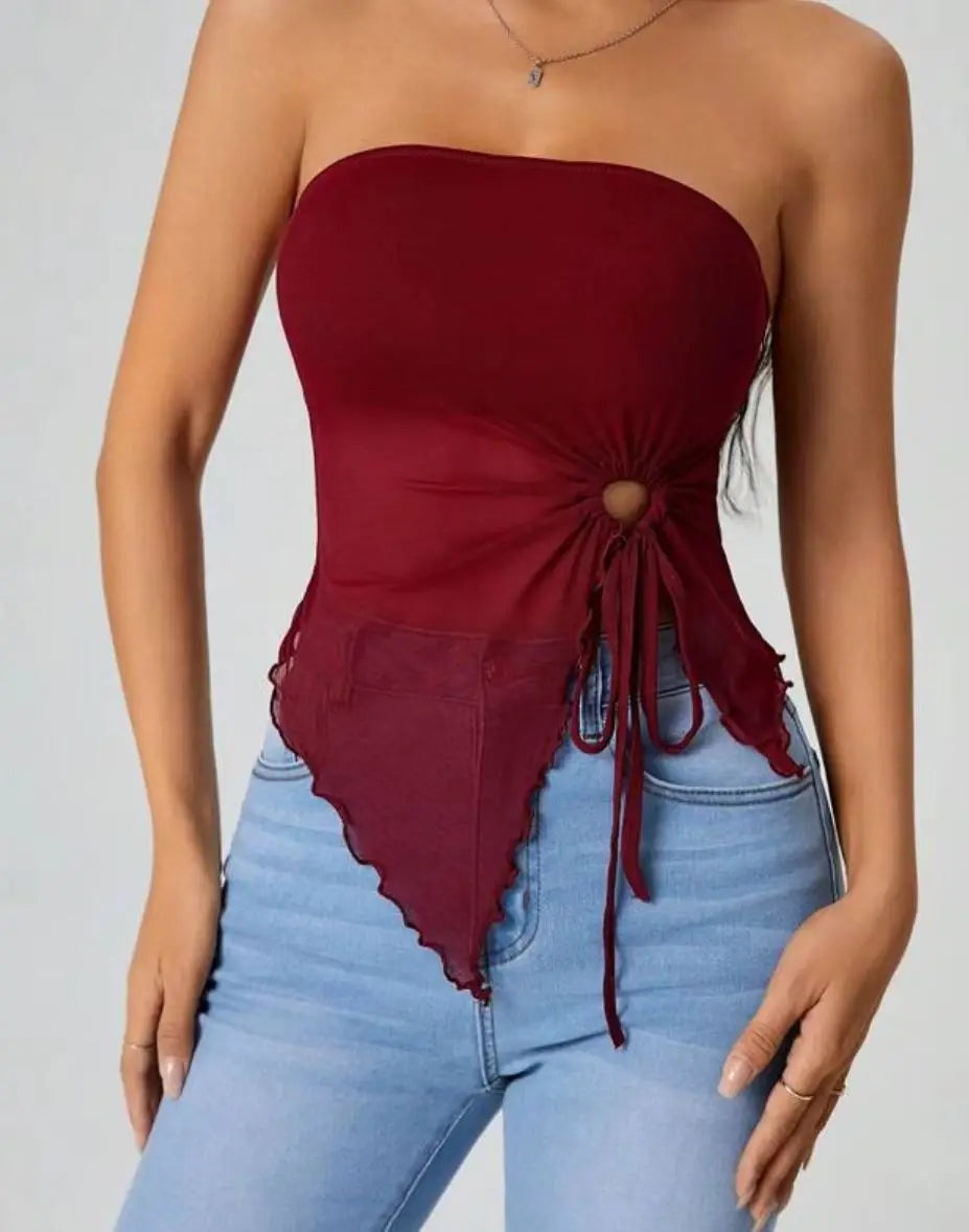 Sexy Off-Shoulder Crop Top Women's Strapless Asymmetrical Sleeveless High-End Feeling Outerwear Cross-Border Fashion
